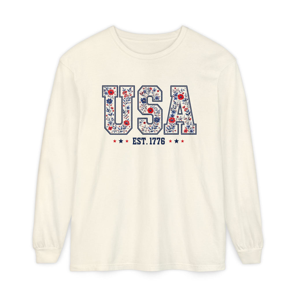 (4th of July Series) USA Floral Graphic Long Sleeve