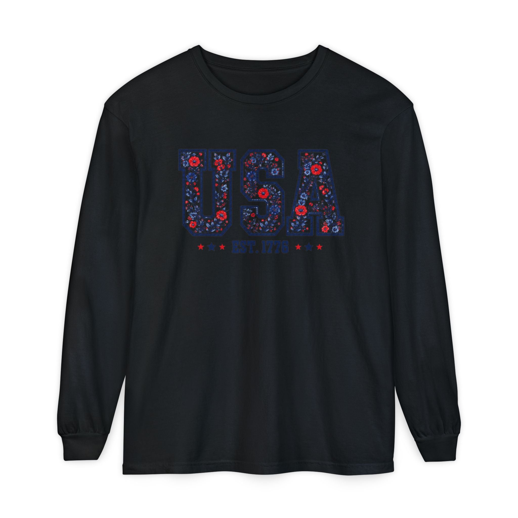 (4th of July Series) USA Floral Graphic Long Sleeve