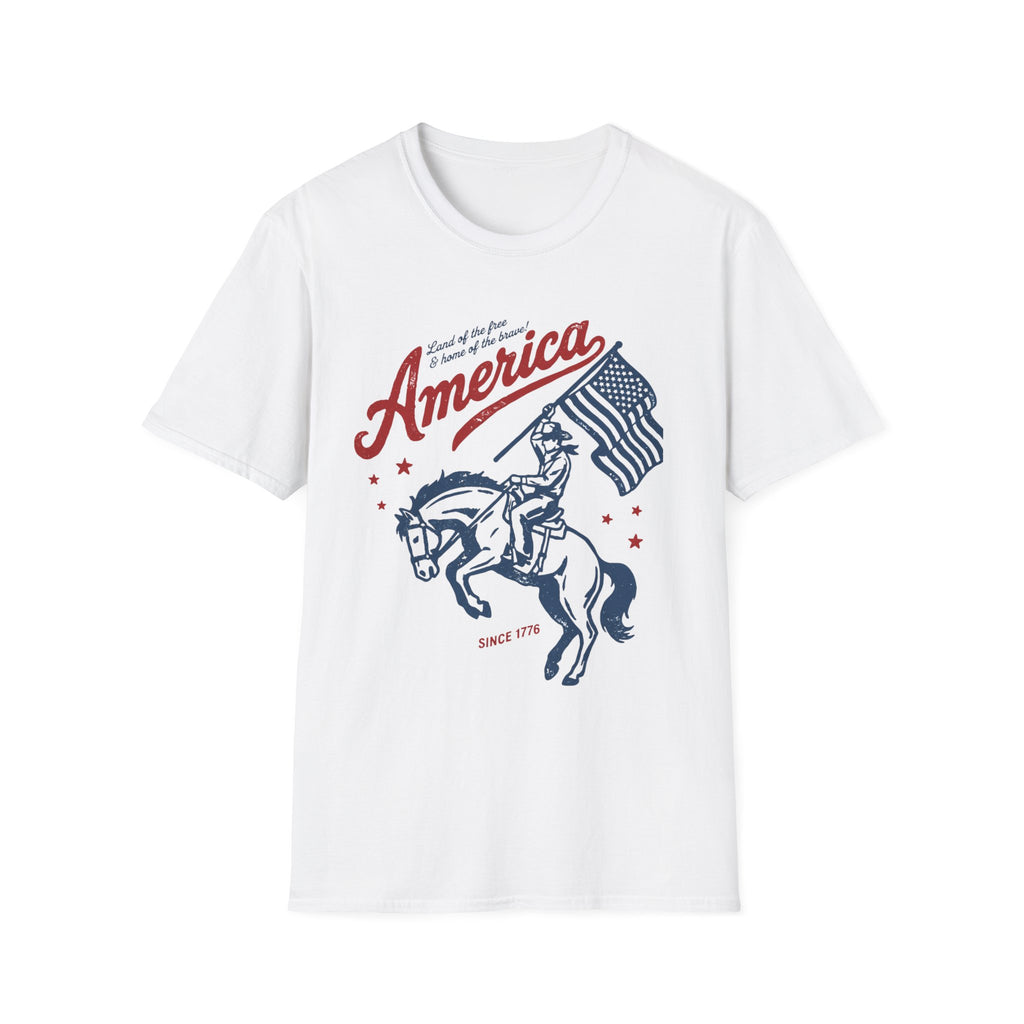 America Patriotic T-Shirt — Flag Rider Graphic Tee (Land of the Free)