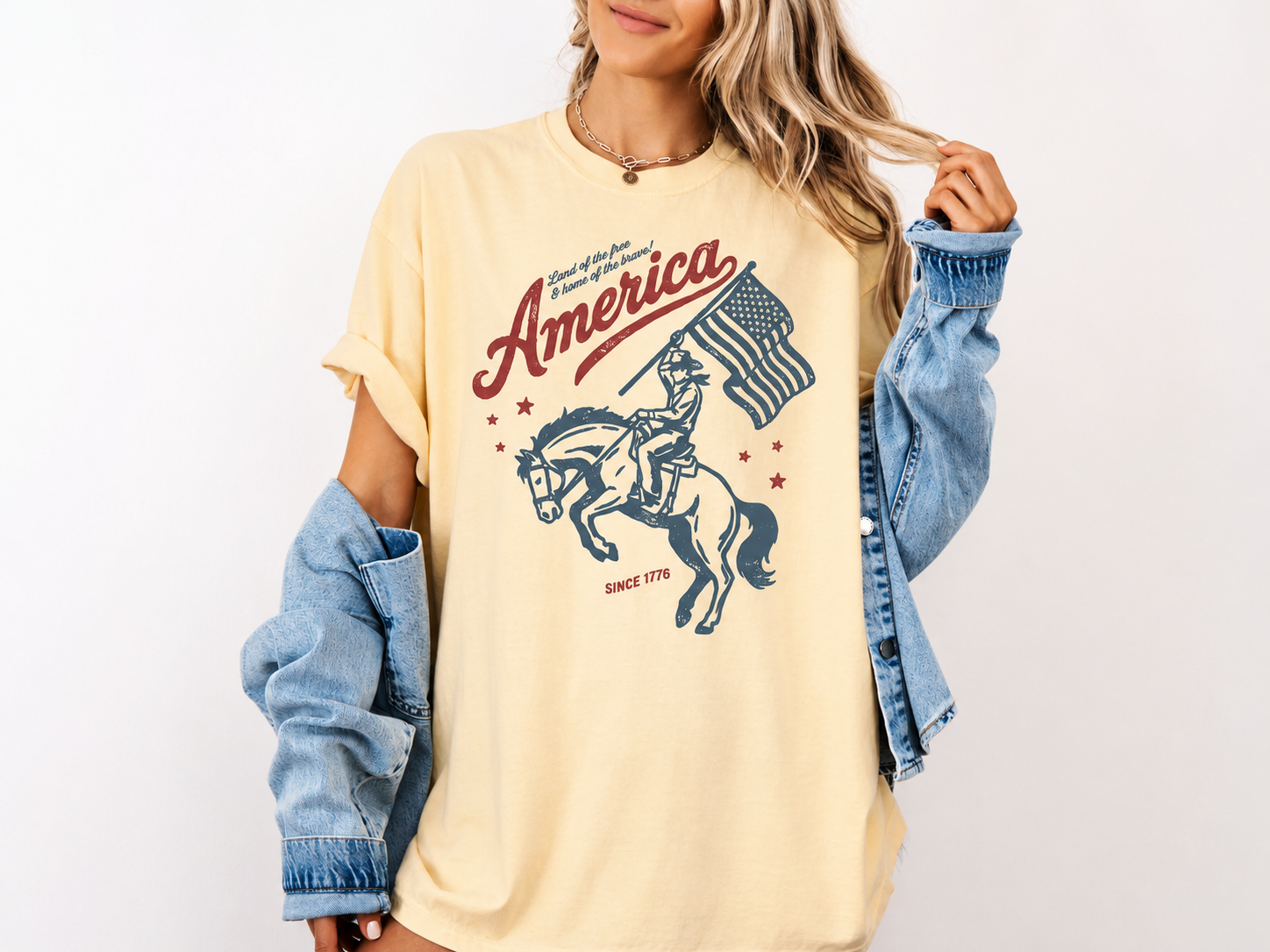 America Patriotic T-Shirt — Flag Rider Graphic Tee (Land of the Free)