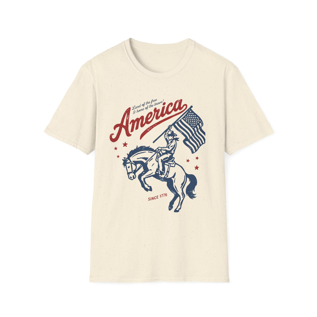 America Patriotic T-Shirt — Flag Rider Graphic Tee (Land of the Free)