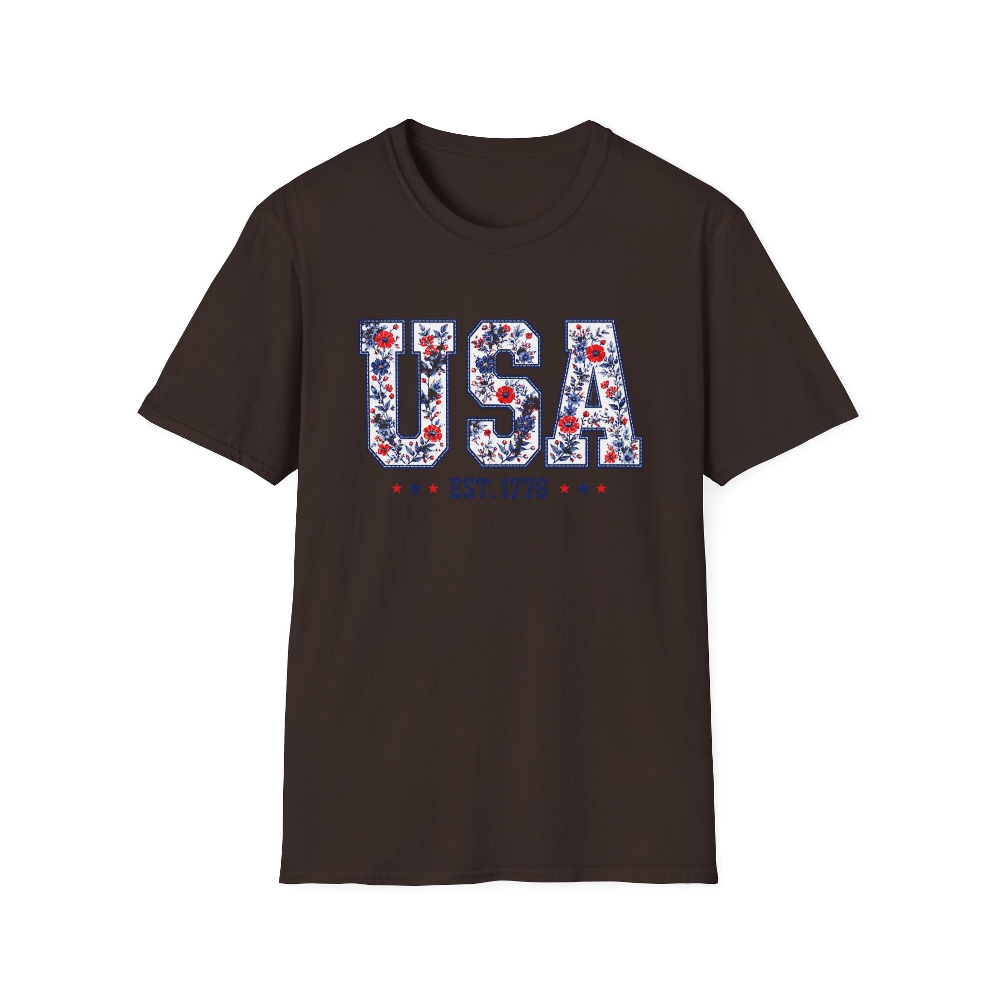USA Floral T-Shirt — Patriotic Fourth of July Tee