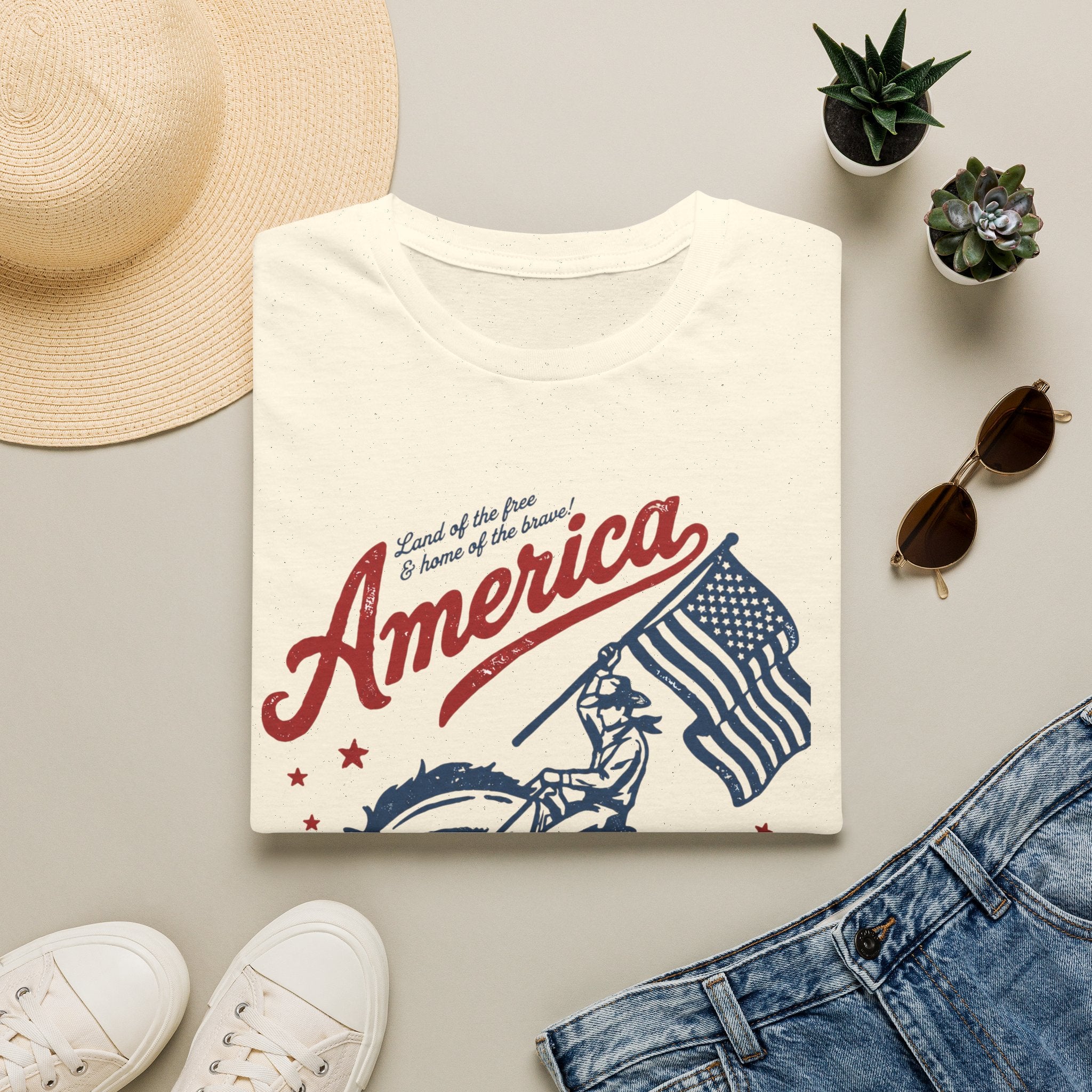 America Patriotic T-Shirt — Flag Rider Graphic Tee (Land of the Free)