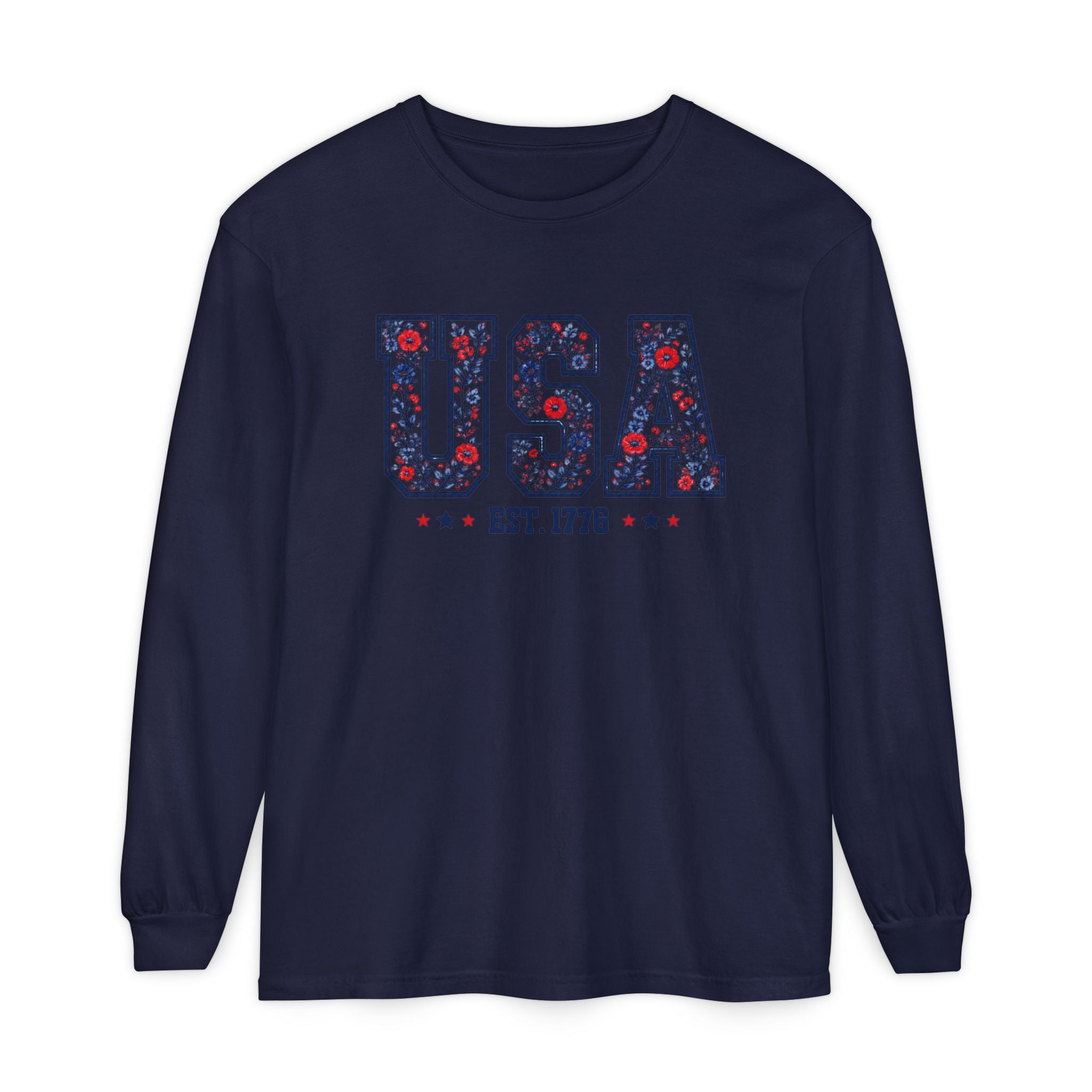 (4th of July Series) USA Floral Graphic Long Sleeve