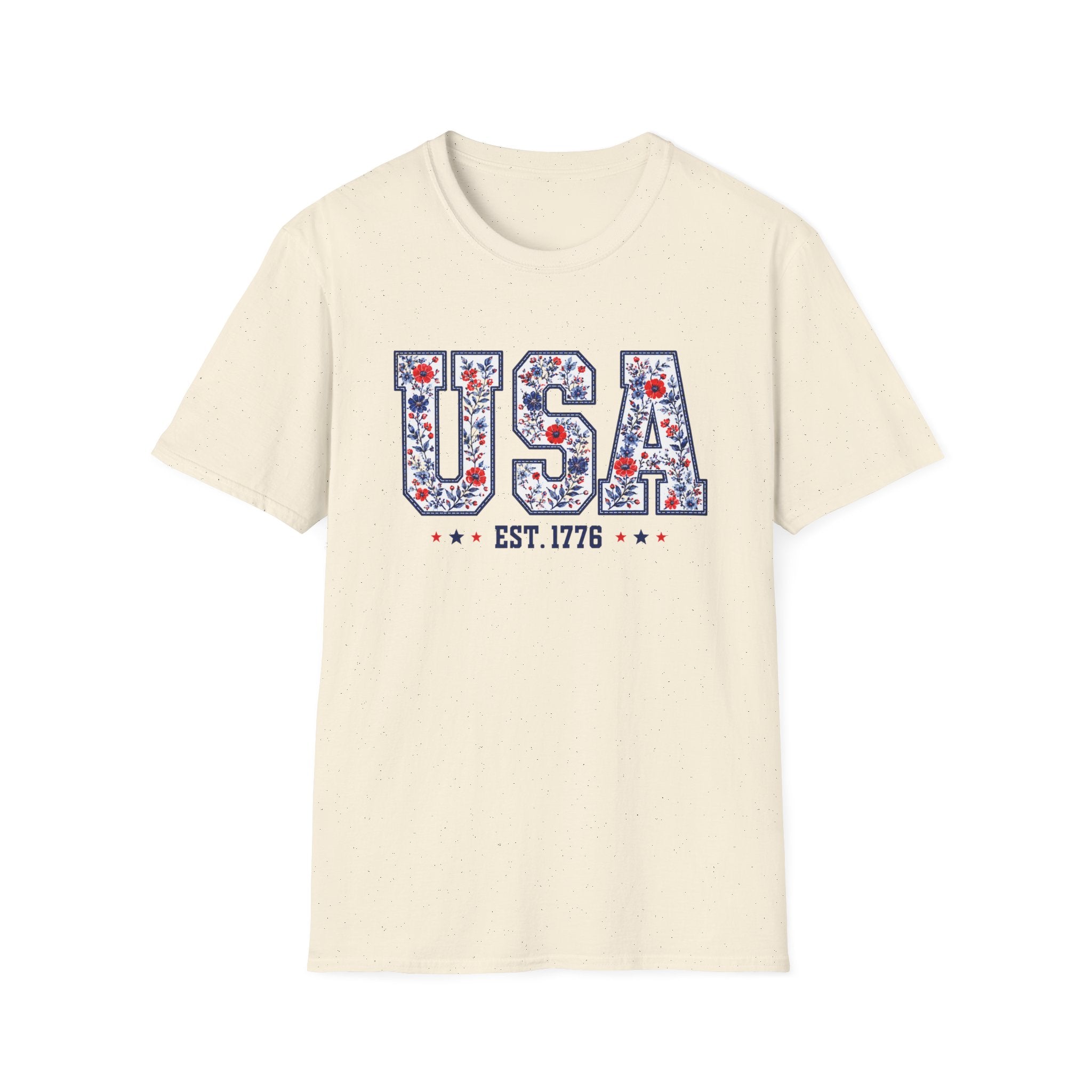 USA Floral T-Shirt — Patriotic Fourth of July Tee
