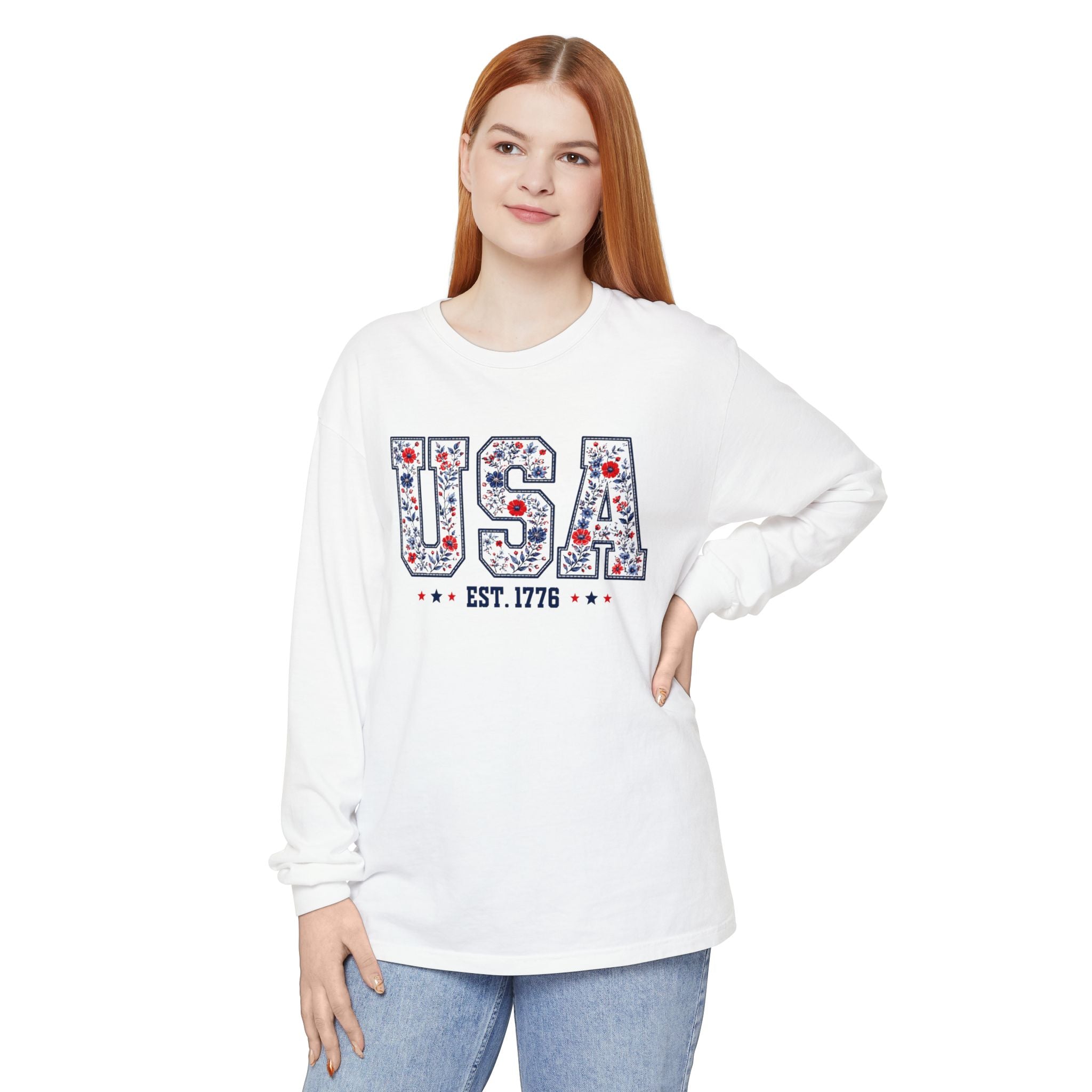 USA Floral Graphic Long Sleeve