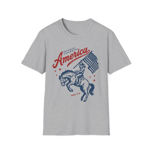 America Patriotic T-Shirt — Flag Rider Graphic Tee (Land of the Free)
